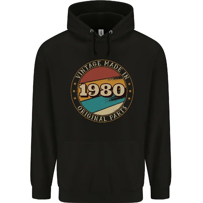 44th Birthday  Vintage Made In 1980 Mens 80% Cotton Hoodie