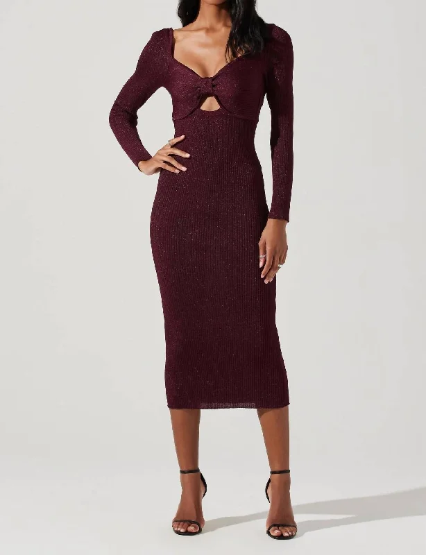 Anastasia Sweater Dress In Wine