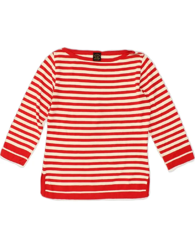 PAUL & SHARK Womens 3/4 Sleeve Boat Neck Jumper Sweater UK 6 XS Red