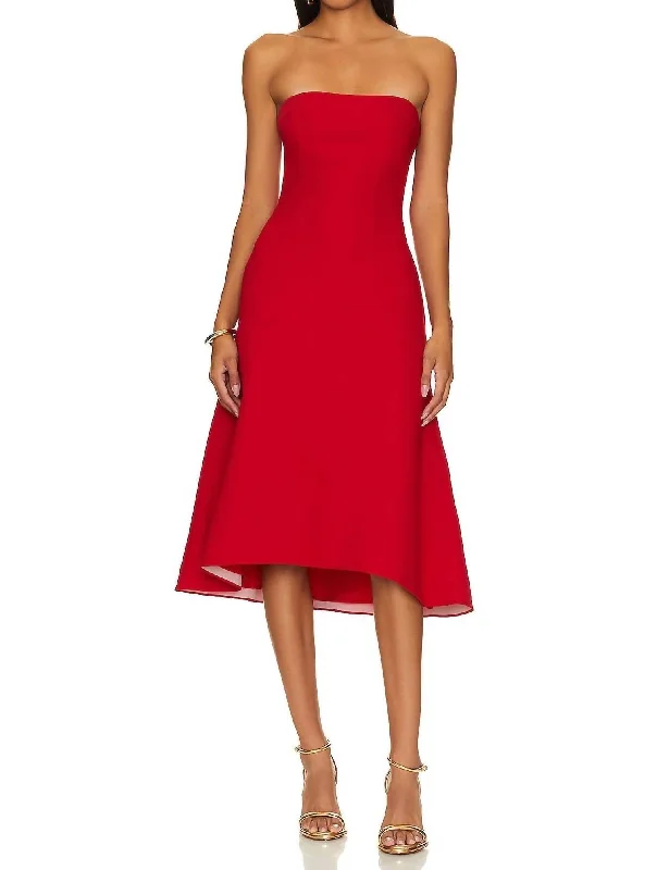 Basia Midi Dress In Scarlet