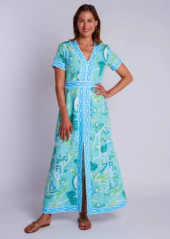 Leland Dress In Winifred  Seafoam