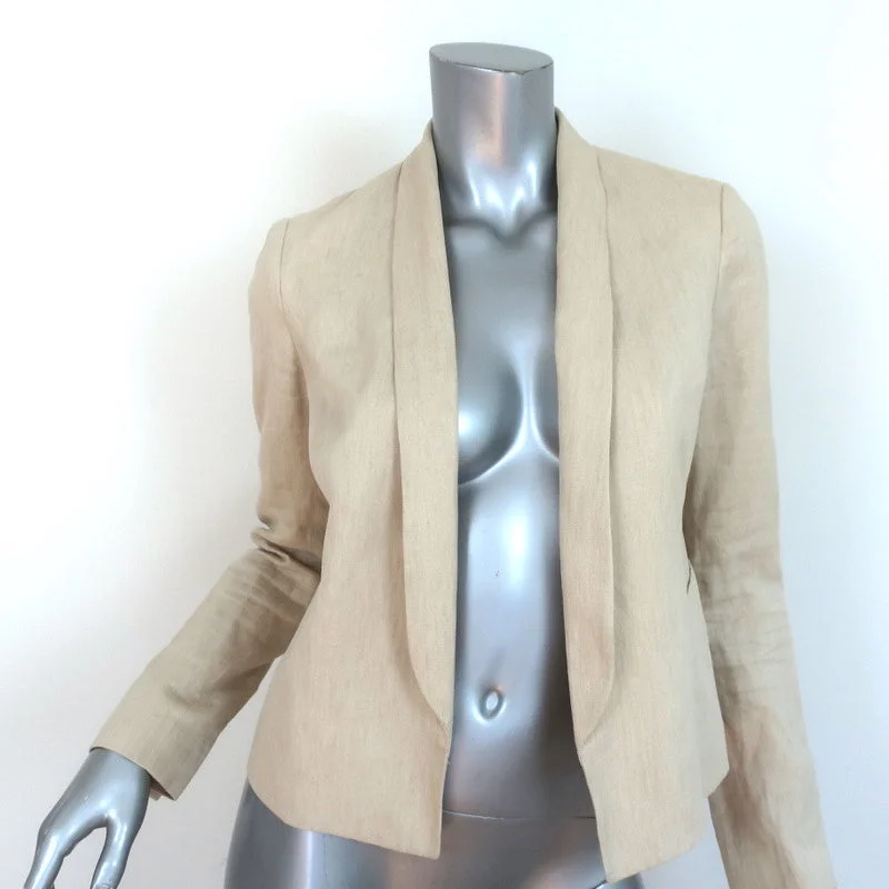 Vince Blazer Light Beige Rustic Linen Size 4 Open-Front Jacket