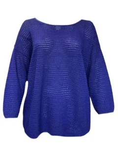 Marina Rinaldi Women's Purple Agostino Long Sleeves Knitted Sweater Size XL NWT