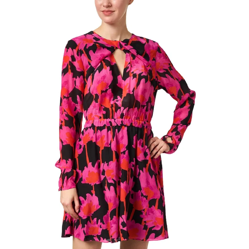 Silk Chiffon Dress In Pink/black