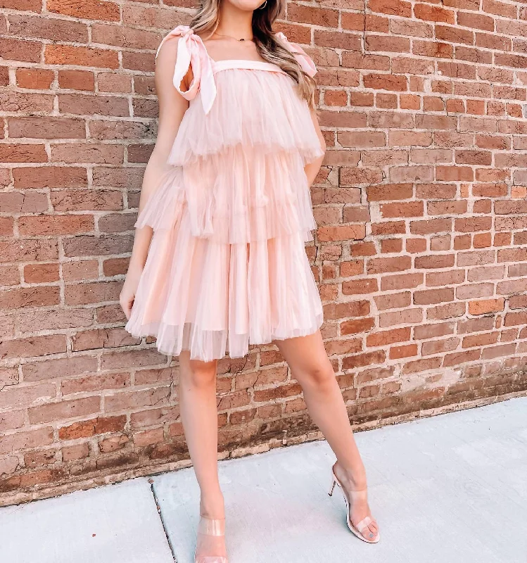 Blushing Babe Trapeze Tulle Dress In Pink