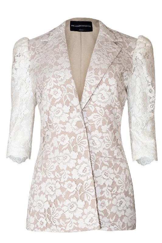 Puff Sleeve Single Breasted Lace Jacket